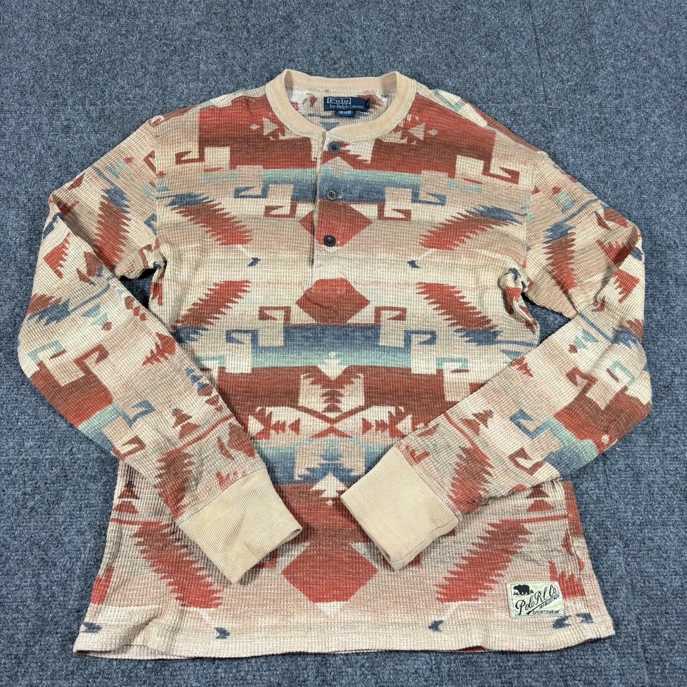 Vintage 90's Polo Ralph Lauren Long Sleeve Mens Shirt Aztec Southwest Size Small